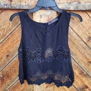 Anthropologie Dulcie Open Back Lace Crop Top